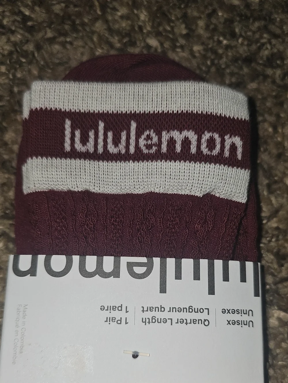 Lululemon Nwts Cable-Knit Socks. Size Xlarge, Quarter Length! BBAY/CABA